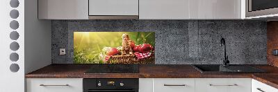 Glazen achterwand keuken Appels in de mand