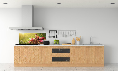 Glazen achterwand keuken Appels in de mand