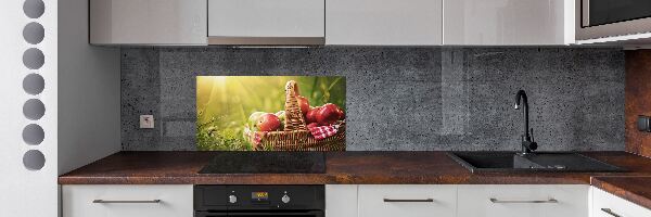 Glazen achterwand keuken Appels in de mand