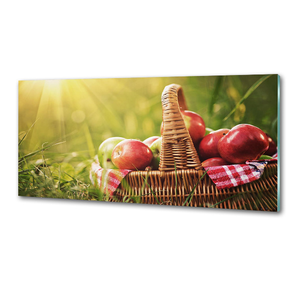 Glazen achterwand keuken Appels in de mand