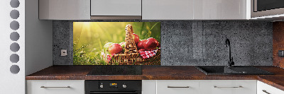 Glazen achterwand keuken Appels in de mand