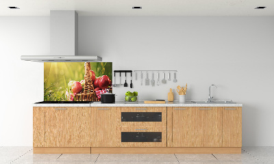 Glazen achterwand keuken Appels in de mand