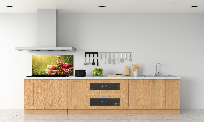 Glazen achterwand keuken Appels in de mand