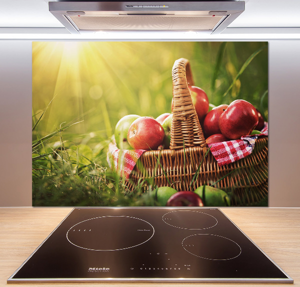 Glazen achterwand keuken Appels in de mand