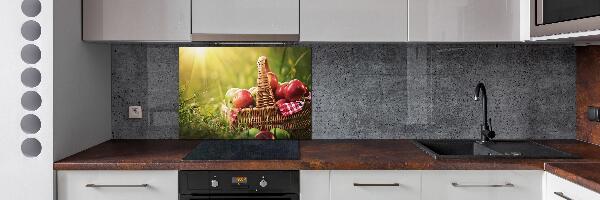 Glazen achterwand keuken Appels in de mand