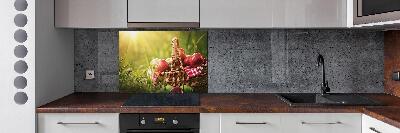 Glazen achterwand keuken Appels in de mand