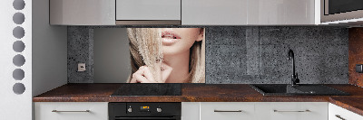 Keuken achterwand Mooie blondine