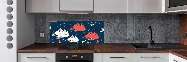 Achterwand keuken Schepen zeevogels
