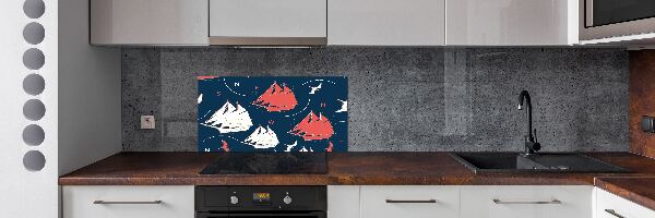 Achterwand keuken Schepen zeevogels