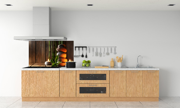 Achterwand keuken Bamboe zenstenen