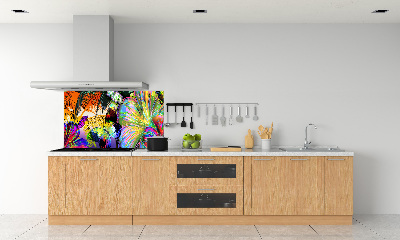 Spatplaat keuken Bloemen en een vlinder