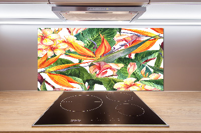 Spatscherm keuken Tropische bloemen