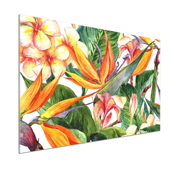 Spatscherm keuken Tropische bloemen