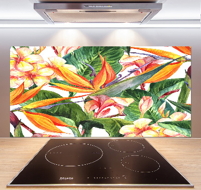 Spatscherm keuken Tropische bloemen