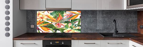 Spatscherm keuken Tropische bloemen