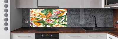 Spatscherm keuken Tropische bloemen