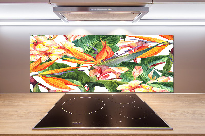 Spatscherm keuken Tropische bloemen