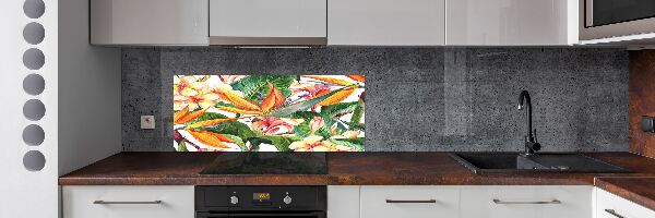 Spatscherm keuken Tropische bloemen