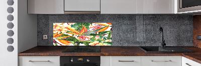 Spatscherm keuken Tropische bloemen