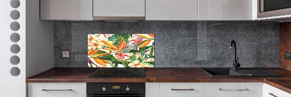 Spatscherm keuken Tropische bloemen