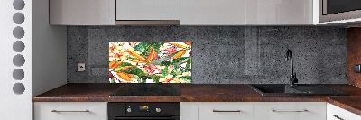 Spatscherm keuken Tropische bloemen