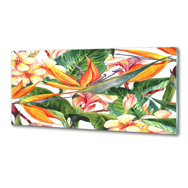 Spatscherm keuken Tropische bloemen