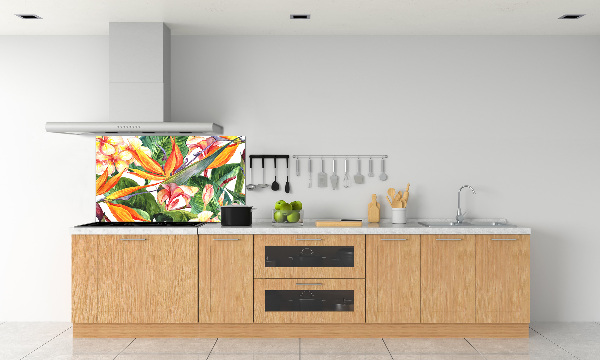 Spatscherm keuken Tropische bloemen