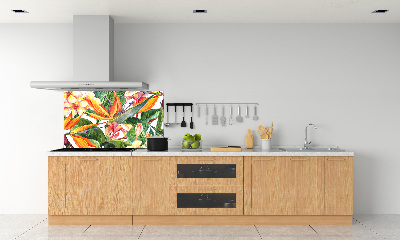 Spatscherm keuken Tropische bloemen