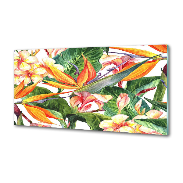 Spatscherm keuken Tropische bloemen