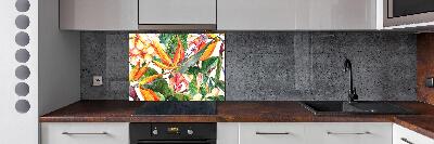 Spatscherm keuken Tropische bloemen