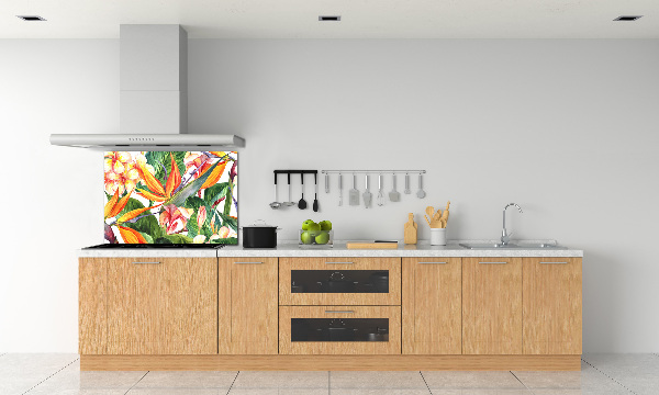 Spatscherm keuken Tropische bloemen