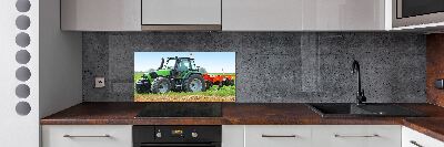 Spatscherm keuken Tractor op het veld