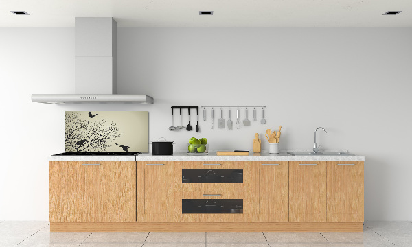 Spatplaat keuken Kraaien in een boom
