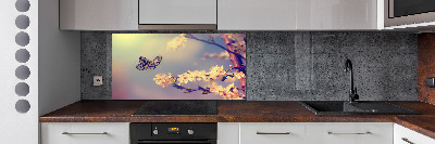 Keuken achterwand Kersenbloesem en vlinder