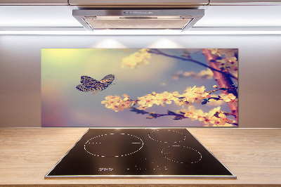 Keuken achterwand Kersenbloesem en vlinder