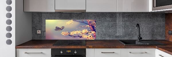 Keuken achterwand Kersenbloesem en vlinder