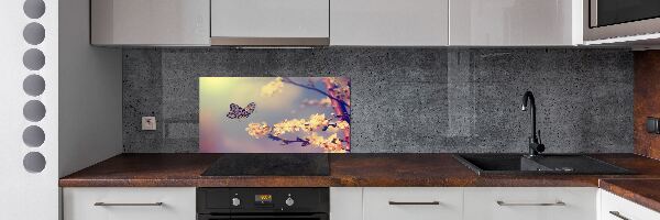 Keuken achterwand Kersenbloesem en vlinder