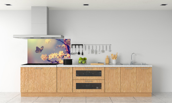 Keuken achterwand Kersenbloesem en vlinder
