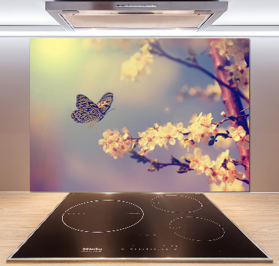 Keuken achterwand Kersenbloesem en vlinder