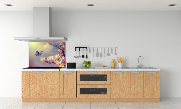 Keuken achterwand Kersenbloesem en vlinder