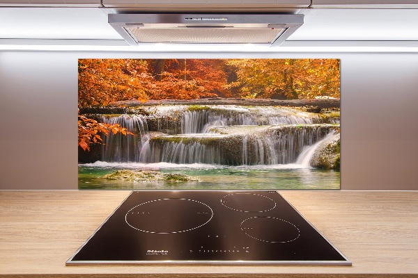 Glazen achterwand keuken Waterval in de herfst