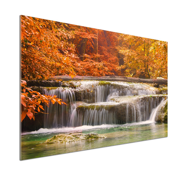 Glazen achterwand keuken Waterval in de herfst