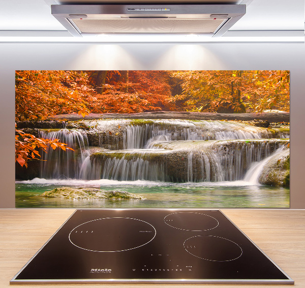 Glazen achterwand keuken Waterval in de herfst