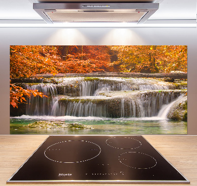 Glazen achterwand keuken Waterval in de herfst