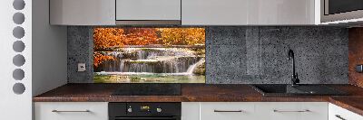 Glazen achterwand keuken Waterval in de herfst