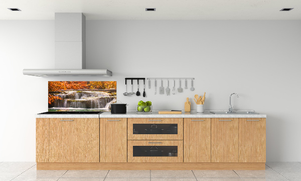 Glazen achterwand keuken Waterval in de herfst