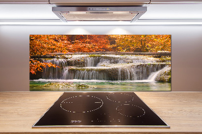 Glazen achterwand keuken Waterval in de herfst