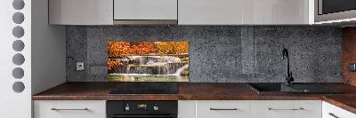 Glazen achterwand keuken Waterval in de herfst