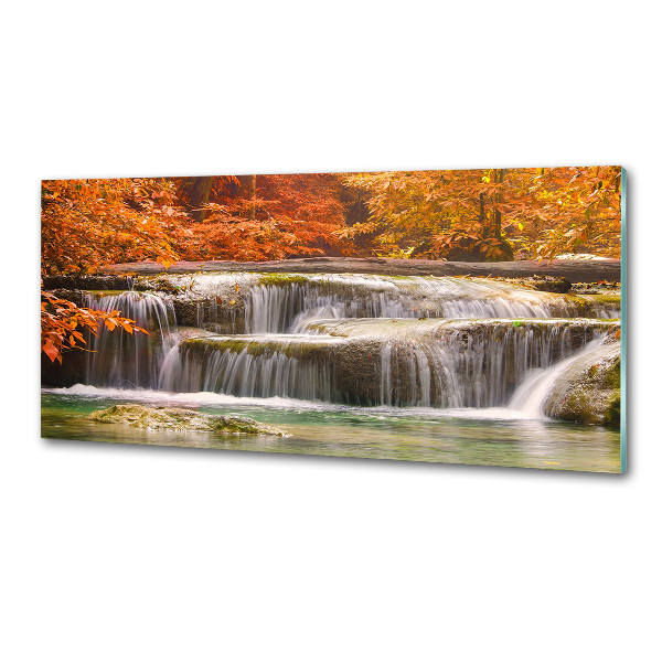 Glazen achterwand keuken Waterval in de herfst