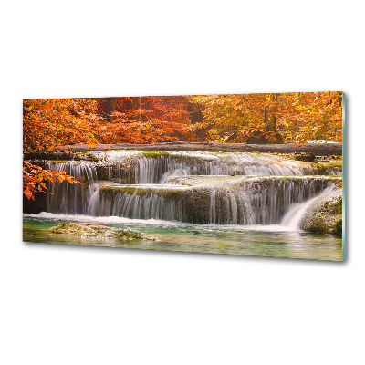Glazen achterwand keuken Waterval in de herfst